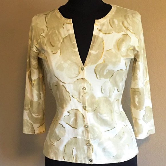 SARAH SPENCER Metallic Floral Cardigan - SMALL - Picture 2 of 11